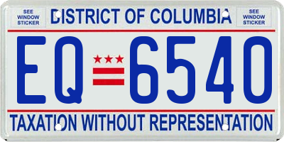 DC license plate EQ6540