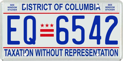 DC license plate EQ6542