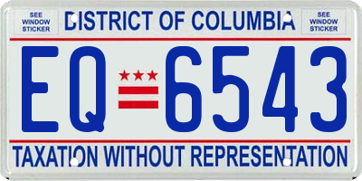 DC license plate EQ6543