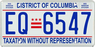 DC license plate EQ6547