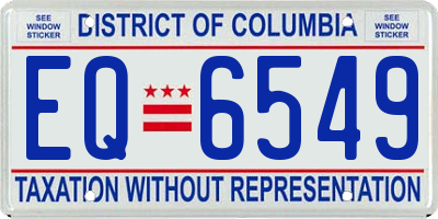DC license plate EQ6549