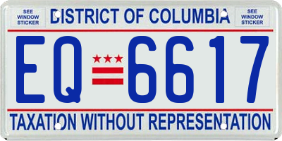 DC license plate EQ6617