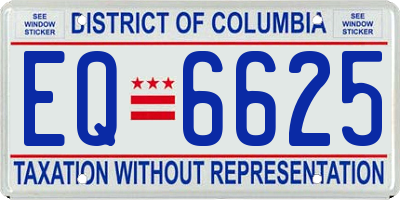 DC license plate EQ6625