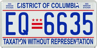 DC license plate EQ6635