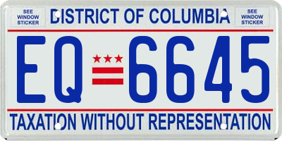 DC license plate EQ6645