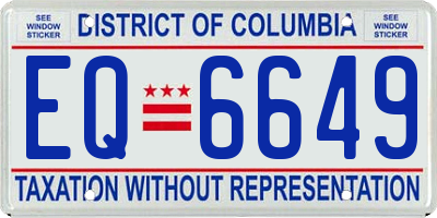 DC license plate EQ6649