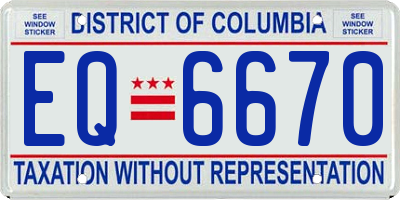 DC license plate EQ6670