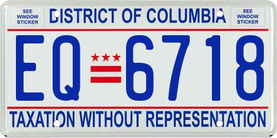 DC license plate EQ6718