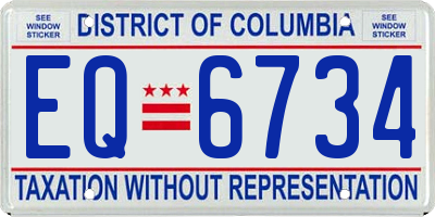 DC license plate EQ6734