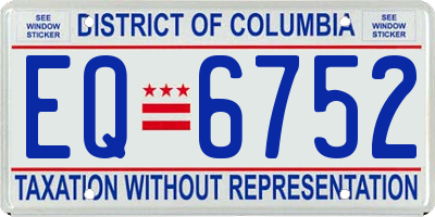 DC license plate EQ6752