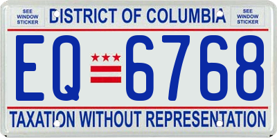 DC license plate EQ6768
