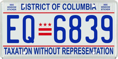 DC license plate EQ6839