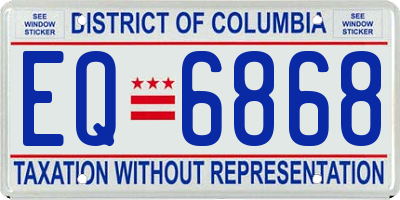 DC license plate EQ6868