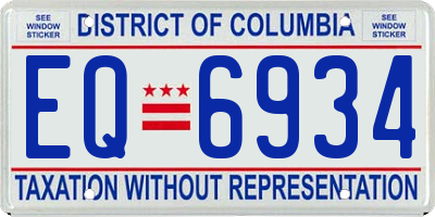 DC license plate EQ6934