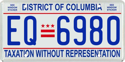 DC license plate EQ6980