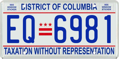DC license plate EQ6981
