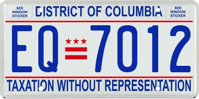 DC license plate EQ7012