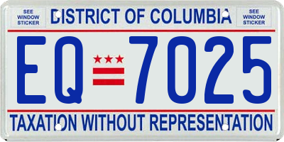 DC license plate EQ7025