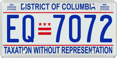 DC license plate EQ7072