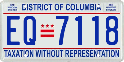 DC license plate EQ7118