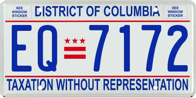 DC license plate EQ7172