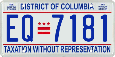 DC license plate EQ7181