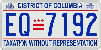 DC license plate EQ7192