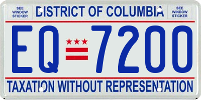 DC license plate EQ7200