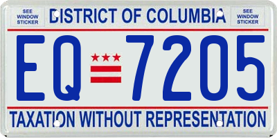 DC license plate EQ7205