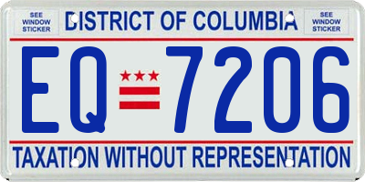 DC license plate EQ7206