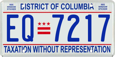 DC license plate EQ7217