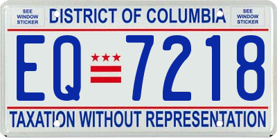 DC license plate EQ7218