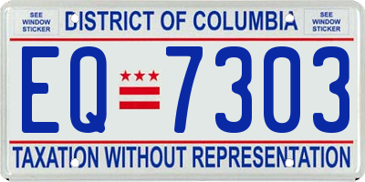 DC license plate EQ7303