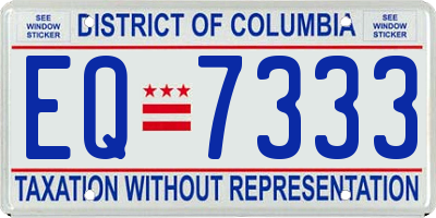 DC license plate EQ7333