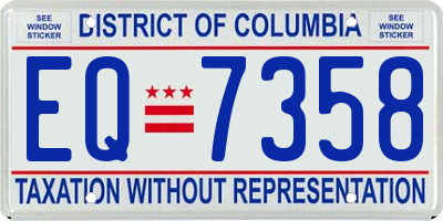 DC license plate EQ7358