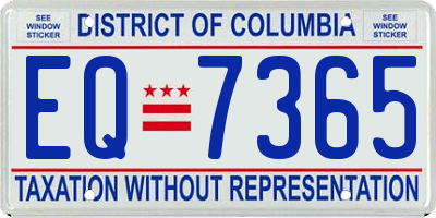 DC license plate EQ7365