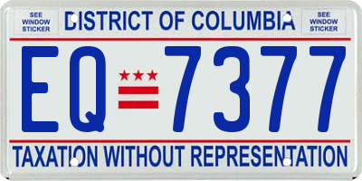 DC license plate EQ7377