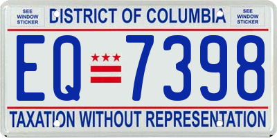 DC license plate EQ7398