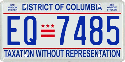 DC license plate EQ7485