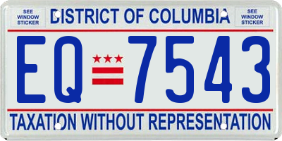 DC license plate EQ7543