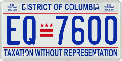 DC license plate EQ7600
