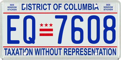 DC license plate EQ7608