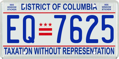 DC license plate EQ7625