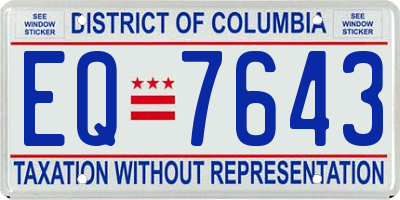 DC license plate EQ7643