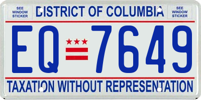 DC license plate EQ7649