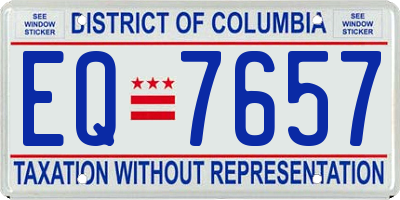 DC license plate EQ7657