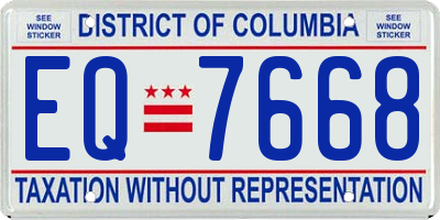 DC license plate EQ7668