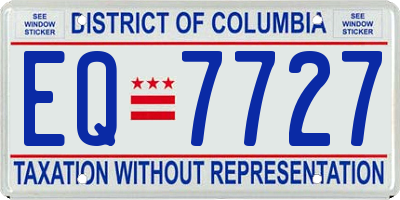 DC license plate EQ7727