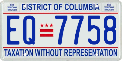 DC license plate EQ7758