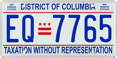 DC license plate EQ7765